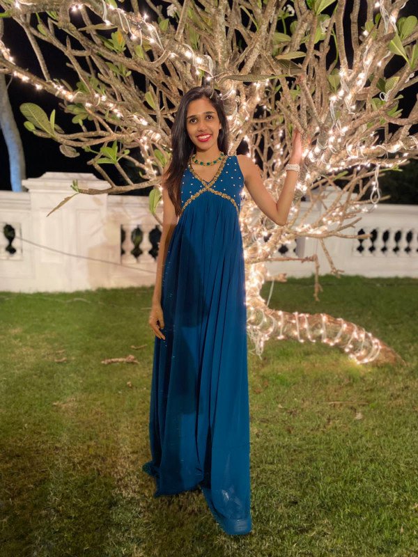 Faux georgette handworked gown SL064