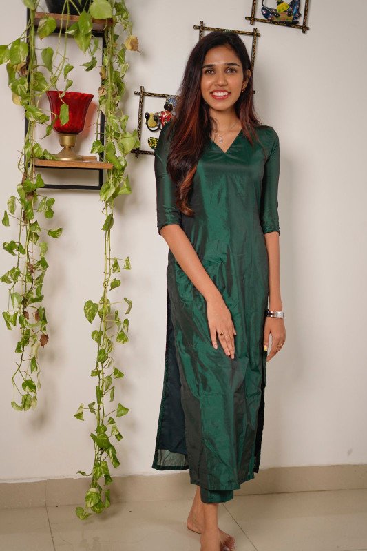 SEMI SILK STITCHED KURTHI SET